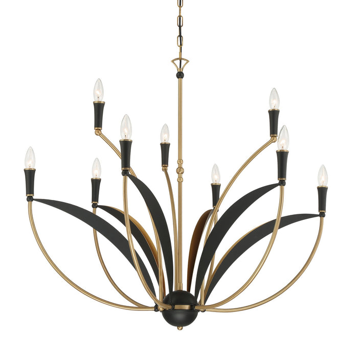 Minka-Lavery 5699-782 Nine Light Chandelier, Legacy Brass & Sand Coal