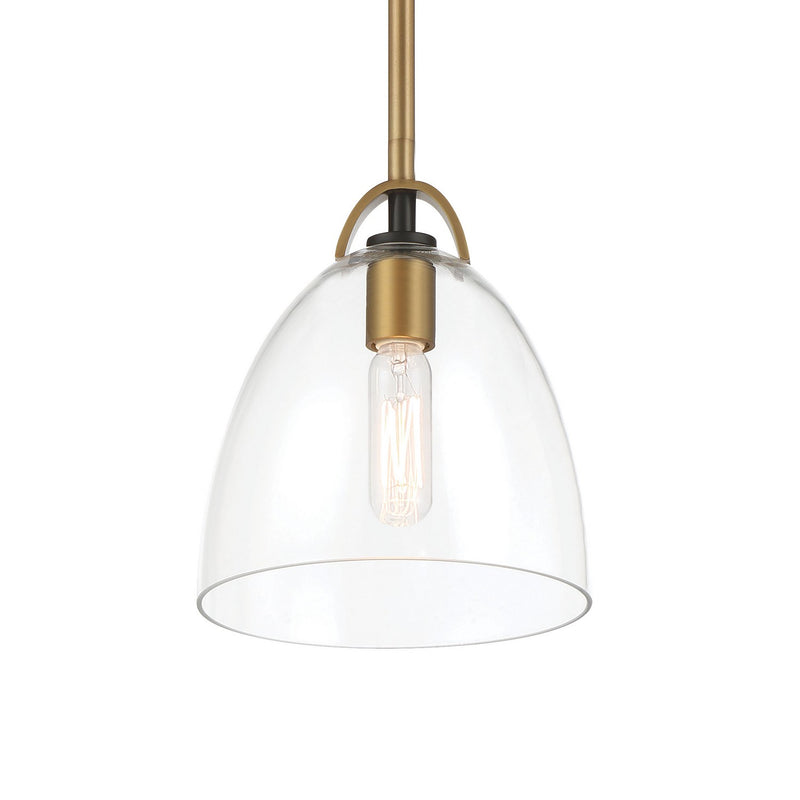 Minka-Lavery 5711-876 One Light Pendant, Legacy Brass & Matte Coal