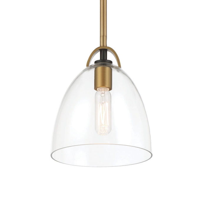 Minka-Lavery 5711-876 One Light Pendant, Legacy Brass & Matte Coal
