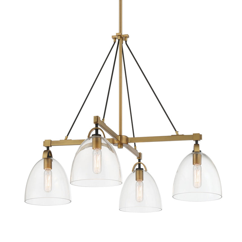 Minka-Lavery 5714-876 Four Light Chandelier, Legacy Brass & Matte Coal