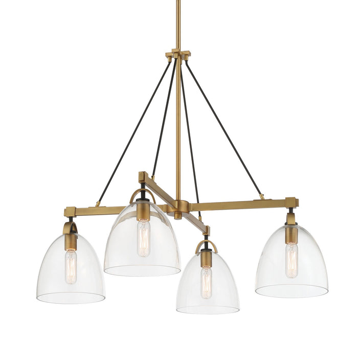 Minka-Lavery 5714-876 Four Light Chandelier, Legacy Brass & Matte Coal