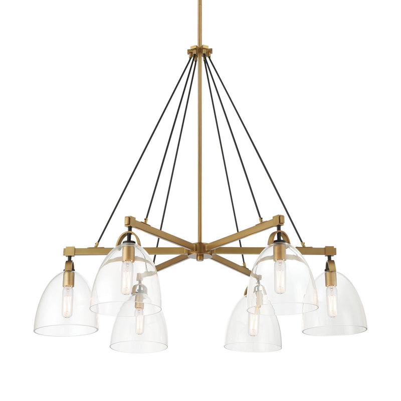 Minka-Lavery 5716-876 Six Light Chandelier, Legacy Brass & Matte Coal