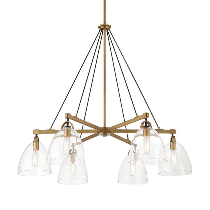 Minka-Lavery 5716-876 Six Light Chandelier, Legacy Brass & Matte Coal