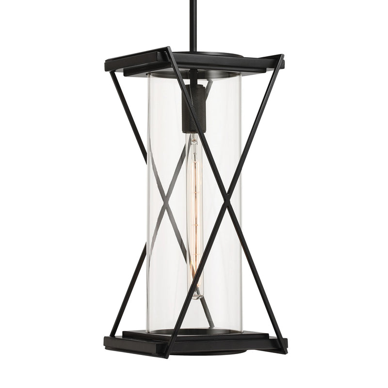 Minka-Lavery 77604-899 One Light Outdoor Pendant, Dark Matte Black