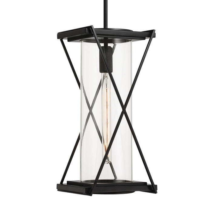Minka-Lavery 77604-899 One Light Outdoor Pendant, Dark Matte Black