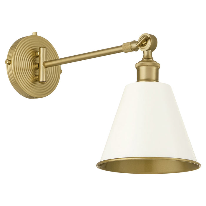 Quorum 5320-1-0880 One Light Wall Mount, Studio White w/ Aged Brass