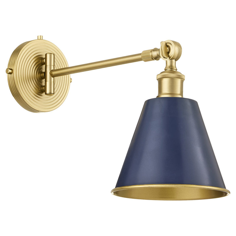 Quorum 5320-1-3280 One Light Wall Mount, Blue w/ Aged Brass