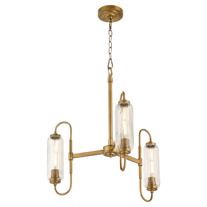 Quorum 6015-3-47 Three Light Chandelier, Brushed Brass