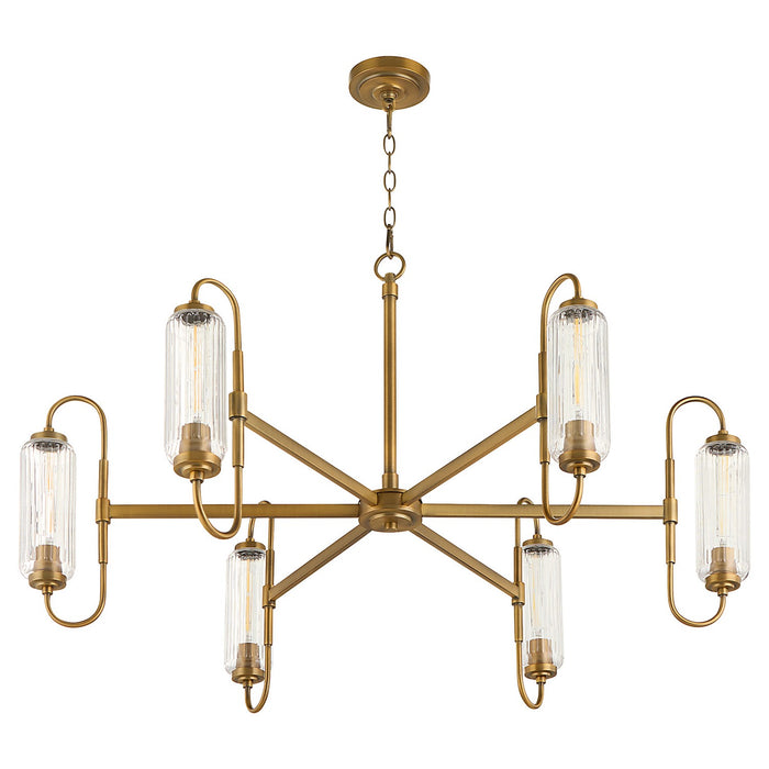 Quorum 6015-6-47 Six Light Chandelier, Brushed Brass