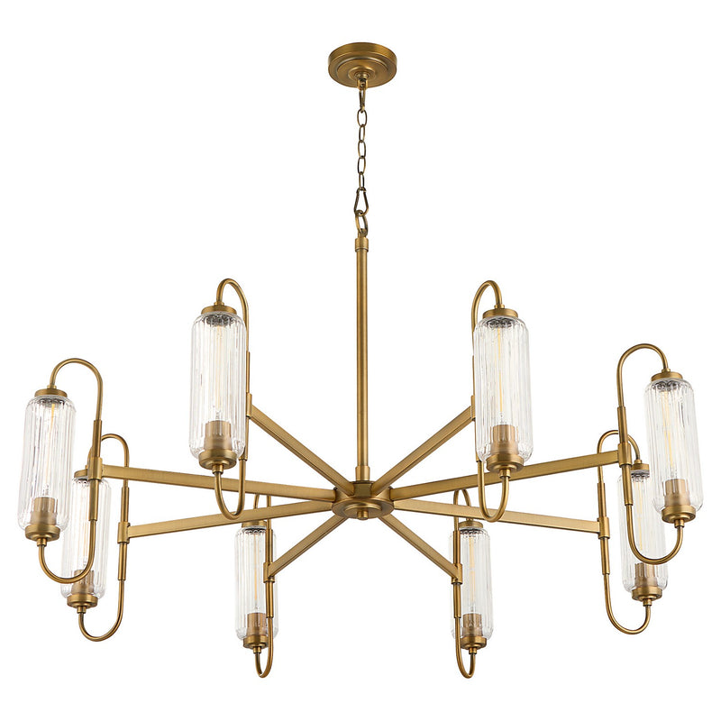 Quorum 6015-8-47 Eight Light Chandelier, Brushed Brass