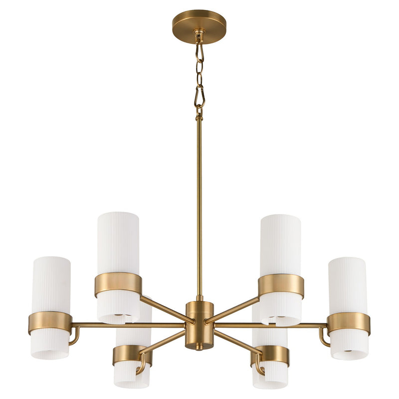 Quorum 6169-6-47 Six Light Chandelier, Brushed Brass