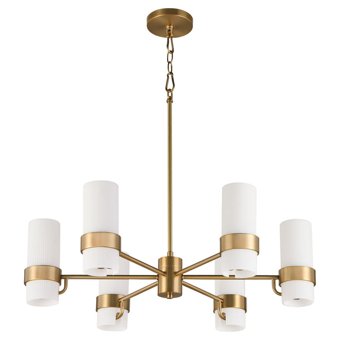 Quorum 6169-6-47 Six Light Chandelier, Brushed Brass