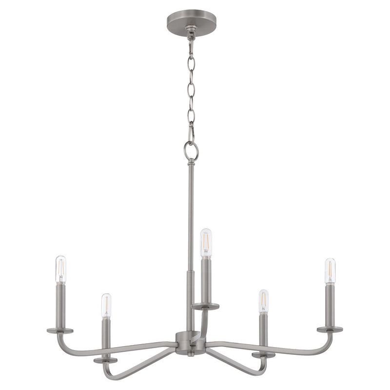 Quorum 6307-5-65 Five Light Chandelier, Satin Nickel