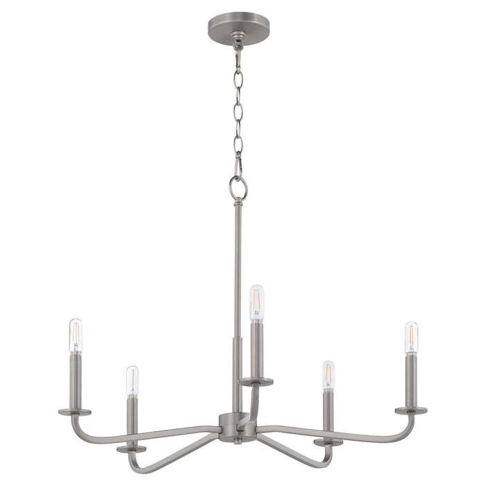 Quorum 6307-5-65 Five Light Chandelier, Satin Nickel