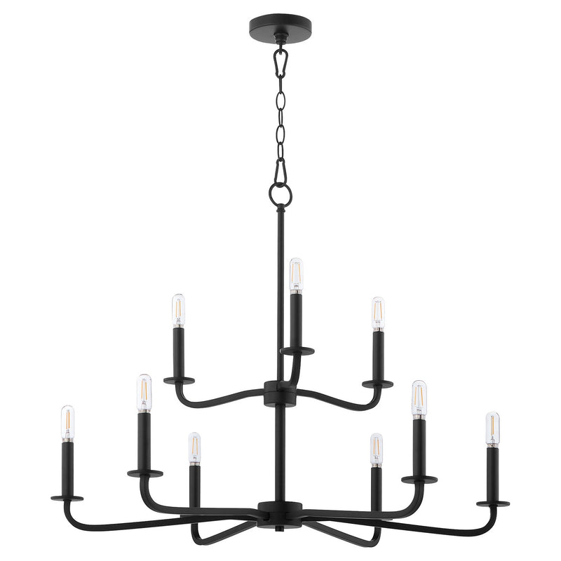 Quorum 6307-9-59 Nine Light Chandelier, Matte Black