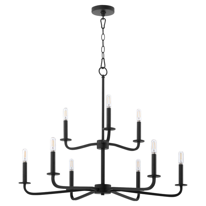 Quorum 6307-9-59 Nine Light Chandelier, Matte Black