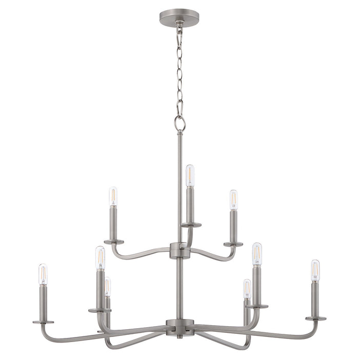 Quorum 6307-9-65 Nine Light Chandelier, Satin Nickel