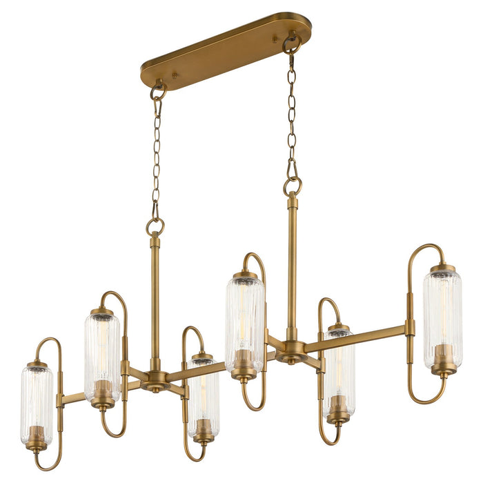 Quorum 6615-6-47 Six Light Pendant, Brushed Brass