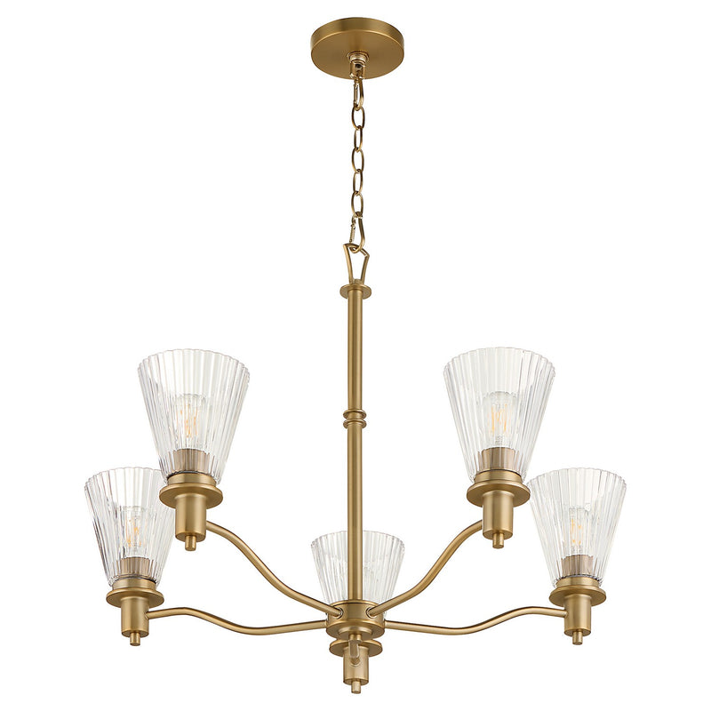 Quorum 6803-5-47 Five Light Chandelier, Brushed Brass