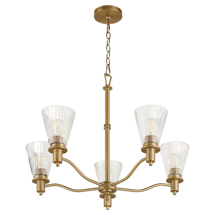 Quorum 6803-5-47 Five Light Chandelier, Brushed Brass