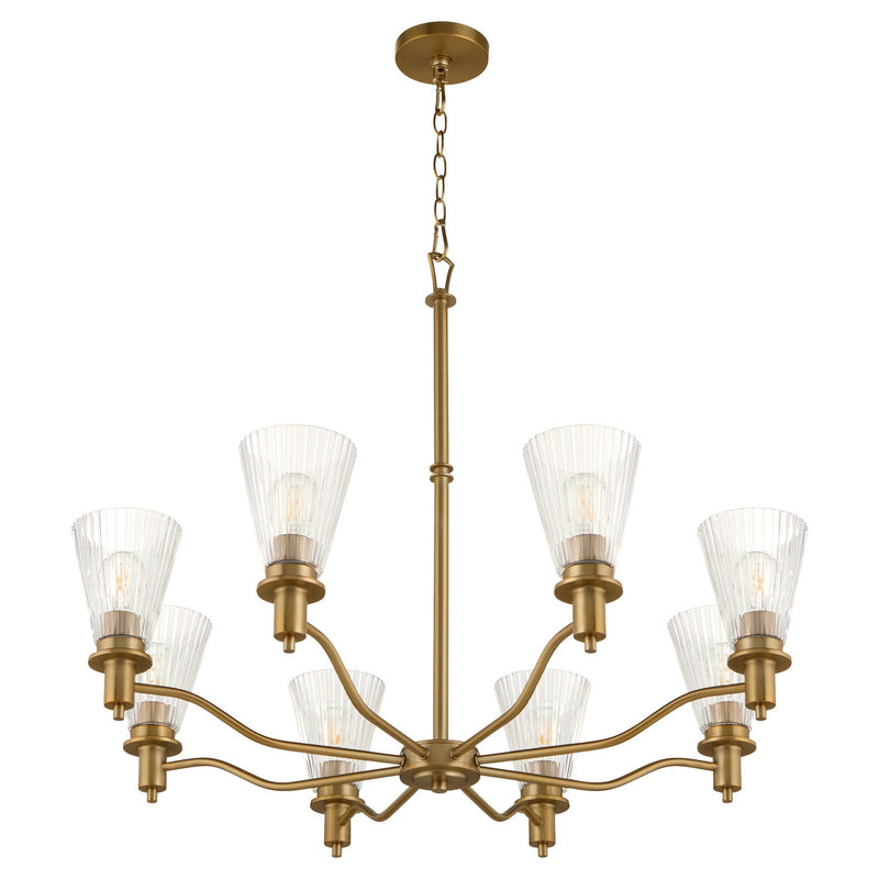 Quorum 6803-8-47 Eight Light Chandelier, Brushed Brass