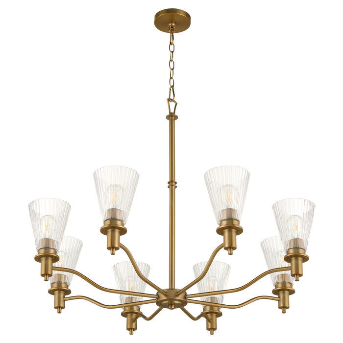 Quorum 6803-8-47 Eight Light Chandelier, Brushed Brass