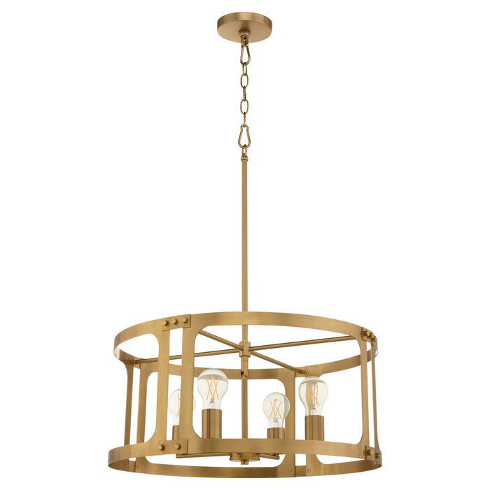 Quorum 8231-4-47 Four Light Pendant, Brushed Brass
