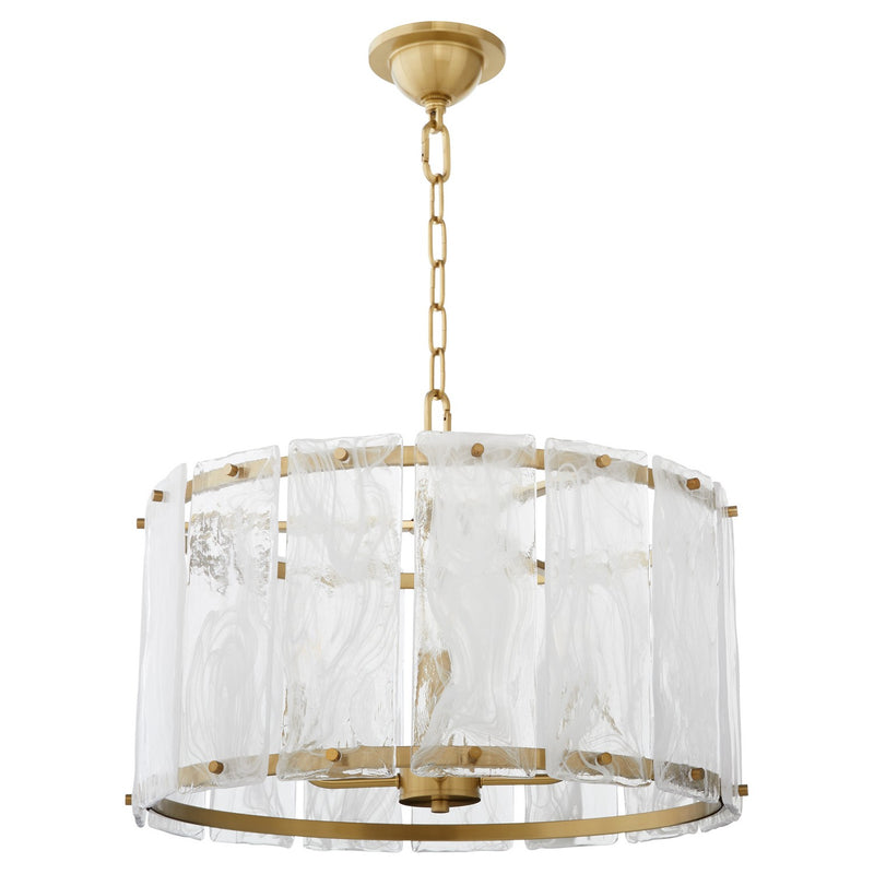 Quorum 8575-4-80 Four Light Pendant, Aged Brass