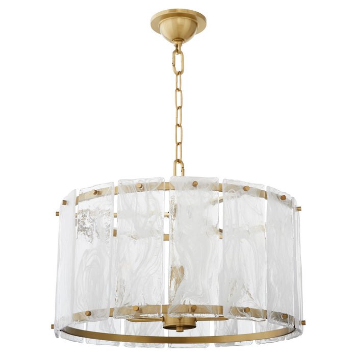 Quorum 8575-4-80 Four Light Pendant, Aged Brass