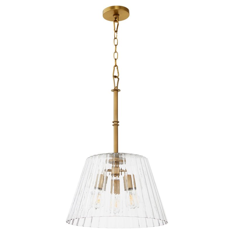Quorum 8803-3-47 Three Light Pendant, Brushed Brass