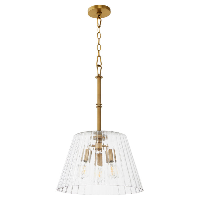 Quorum 8803-3-47 Three Light Pendant, Brushed Brass