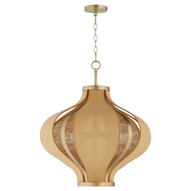 Quorum 892-3-80 Three Light Pendant, Aged Brass