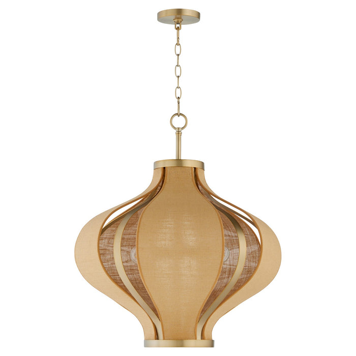 Quorum 892-3-80 Three Light Pendant, Aged Brass