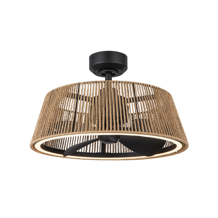 Kuzco Lighting CF41424-MB/BR-5CCT 24" Ceiling Fan, Matte Black/Braided Rope