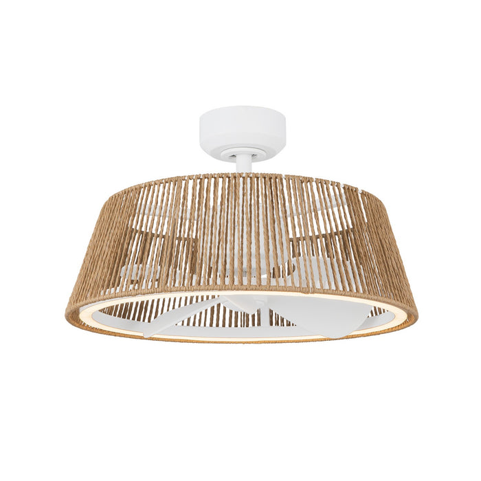Kuzco Lighting CF41424-WH/BR-5CCT 24" Ceiling Fan, White/Braided Rope