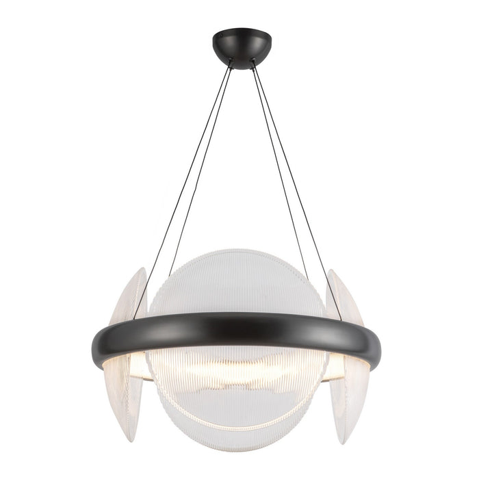 Kuzco Lighting CH13922-UBCR-UNV LED Chandelier, Urban Bronze/Clear Ribbed Glass