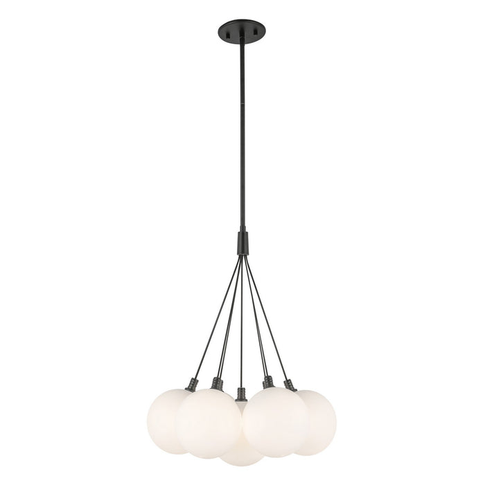 Kuzco Lighting CH3117-BK/OP LED Chandelier, Black/Opal Glass