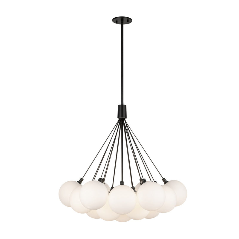 Kuzco Lighting CH3128-BK/OP LED Chandelier, Black/Opal Glass