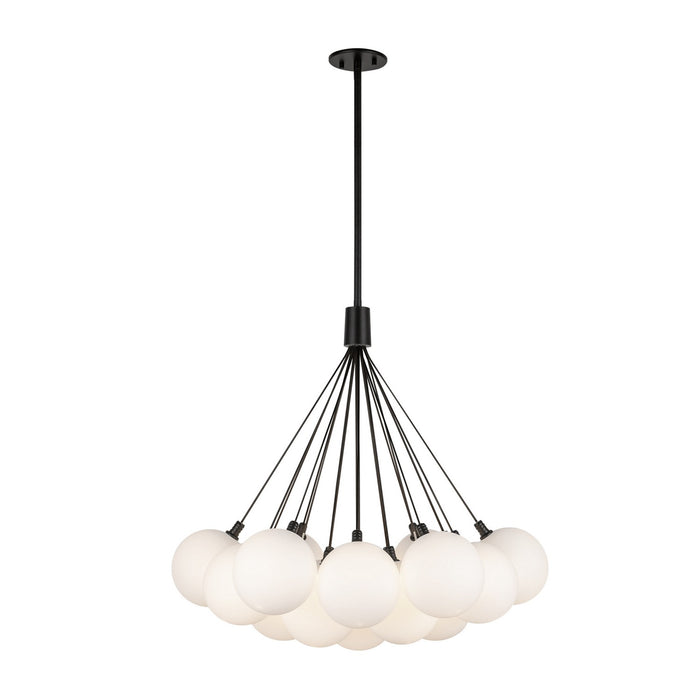 Kuzco Lighting CH3128-BK/OP LED Chandelier, Black/Opal Glass