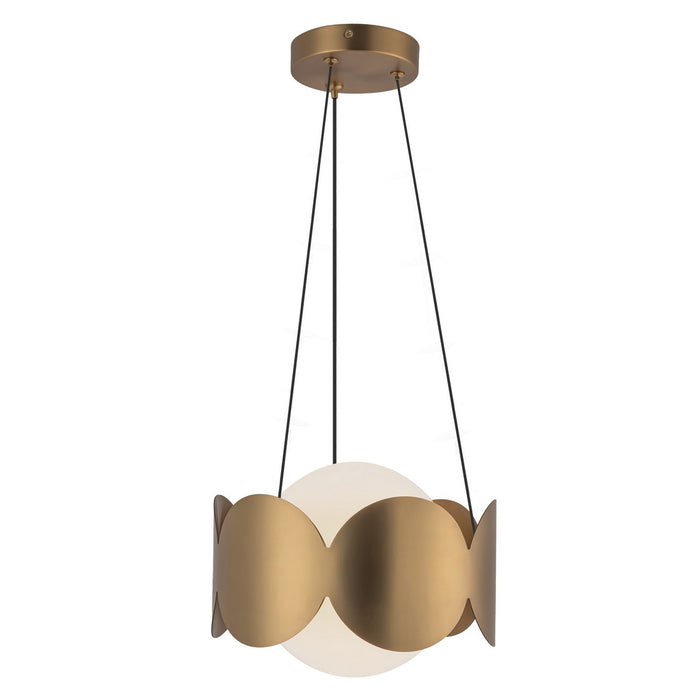 Kuzco Lighting CH59810-BG/OP One Light Chandelier, Brushed Gold/Opal Glass