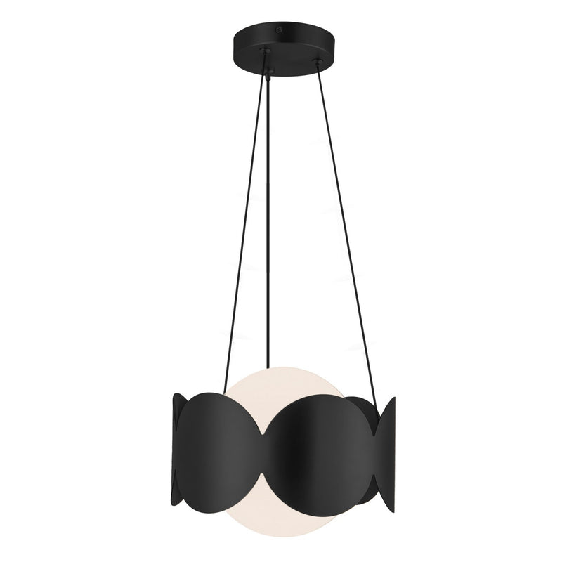 Kuzco Lighting CH59810-BK/OP One Light Chandelier, Black/Opal Glass