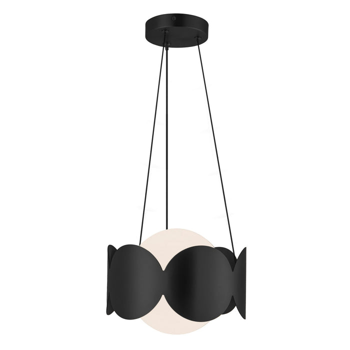 Kuzco Lighting CH59810-BK/OP One Light Chandelier, Black/Opal Glass