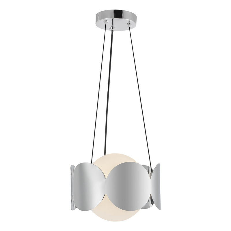 Kuzco Lighting CH59810-CH/OP One Light Chandelier, Chrome/Opal Glass