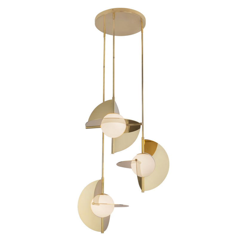 Kuzco Lighting CH65127-MRB/OP-UNV LED Chandelier, Metallic Brass/Opal Glass