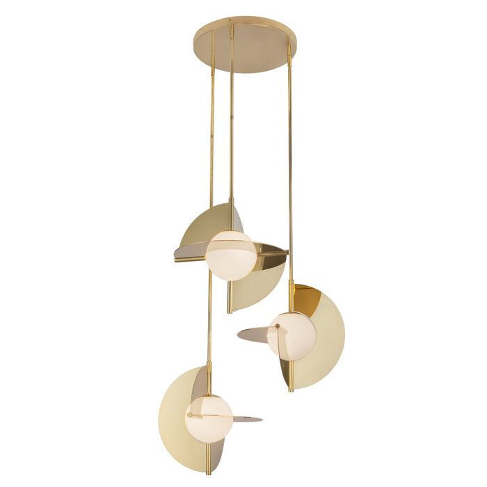 Kuzco Lighting CH65127-MRB/OP-UNV LED Chandelier, Metallic Brass/Opal Glass