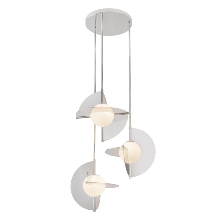 Kuzco Lighting CH65127-PN/OP-UNV LED Chandelier, Polished Nickel/Opal Glass