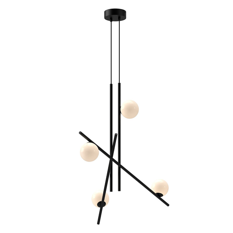 Kuzco Lighting CH89832-BK/GO-UNV LED Chandelier, Black/Glossy Opal Glass