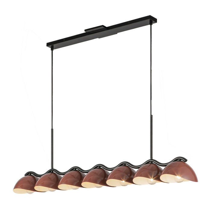 Kuzco Lighting LP57642-BK/BGD Seven Light Linear Pendant, Black/Burgundy