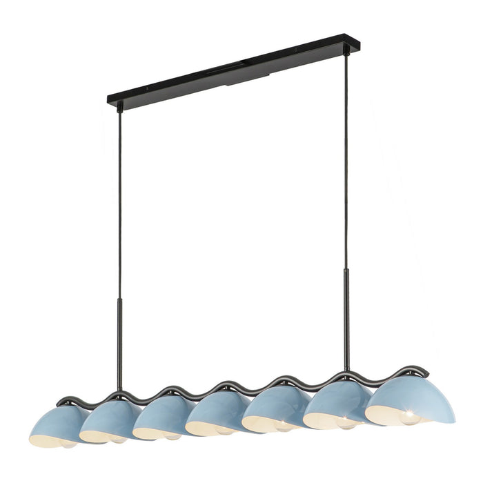 Kuzco Lighting LP57642-BK/CER Seven Light Linear Pendant, Black/Cerulean