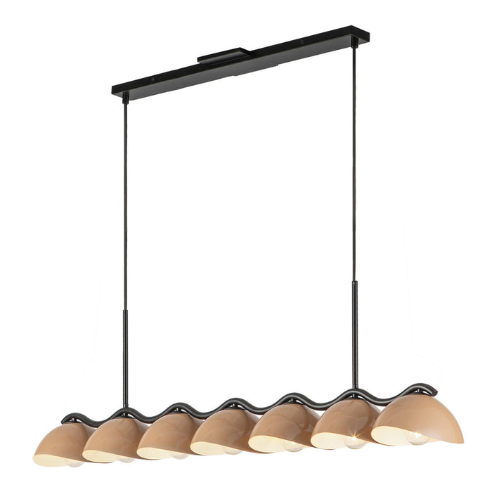 Kuzco Lighting LP57642-BK/PEC Seven Light Linear Pendant, Black/Peach